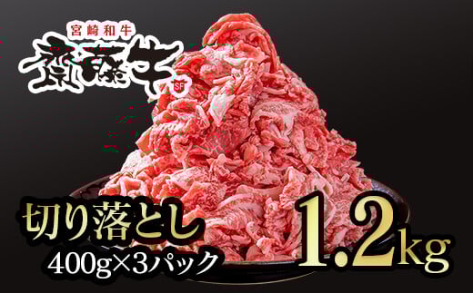 黒毛和牛「宮崎和牛 齋藤牛」切り落とし1.2kg（400g×3）小分け 国産牛肉＜1.8-9＞