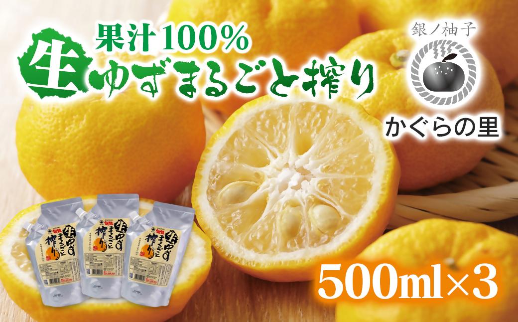 「銀の柚子」生ゆずまるごと搾りセット　果汁100％ 小分け かぐらの里＜4-6a＞