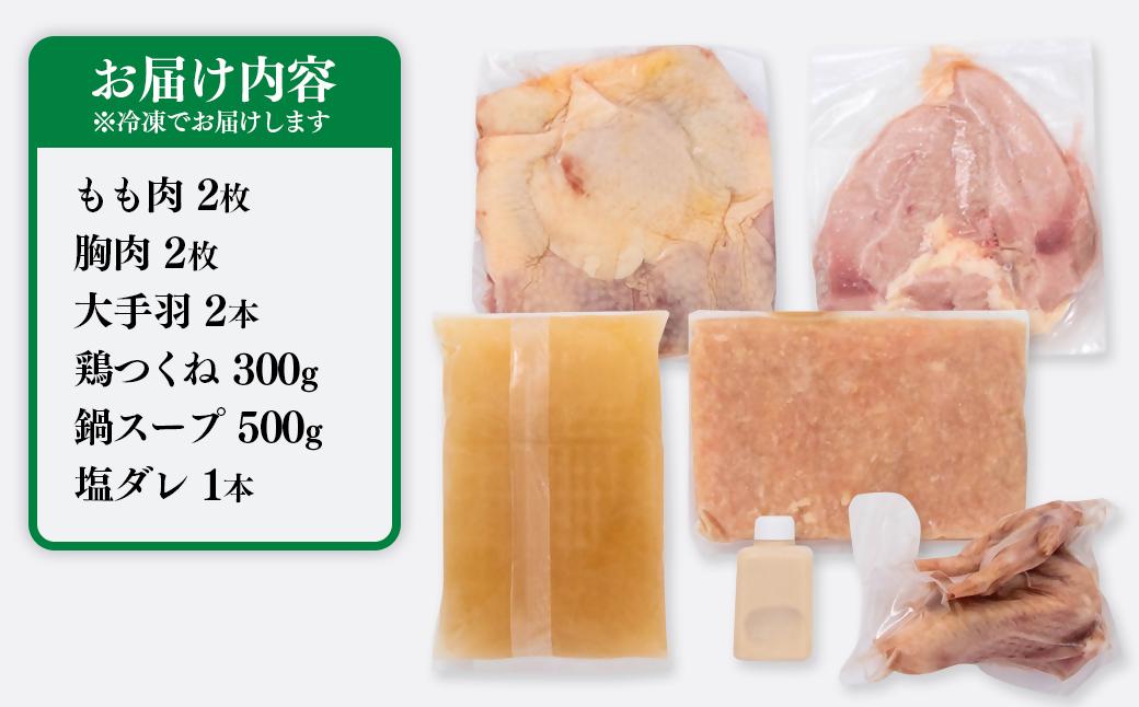 みやざき地頭鶏（じとっこ）鍋セット　ブランド鶏 鶏もも・鶏むね・手羽・つくね・スープ付＜21-1a＞
