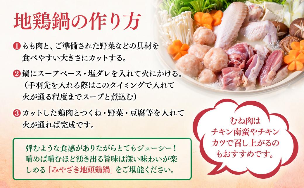 みやざき地頭鶏（じとっこ）鍋セット　ブランド鶏 鶏もも・鶏むね・手羽・つくね・スープ付＜21-1a＞