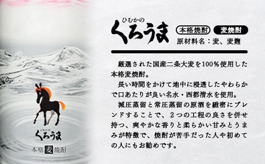 大容量 くろうまパック 1800ml×4本 神楽酒造 本格麦焼酎＜2.1-1＞