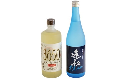 西都市の二大焼酎蔵の熟成焼酎2本セット　芋焼酎「逢初ブルー」麦焼酎「3650」＜1.8-33＞