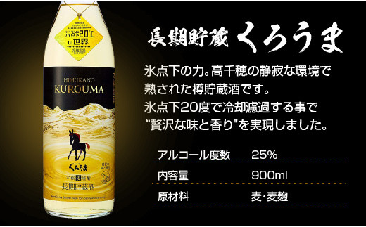 神楽酒造 麦焼酎 くろうま飲み比べ 900ｍｌ×3本セット＜1.1-18＞酒 焼酎 アルコール