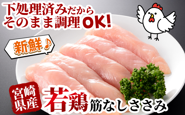 ＜宮崎県産若鶏筋なしささみ 約1kg＞ 国産 鶏 肉 精肉 ささみ ささみ肉 筋なし 使いやすい パック 真空冷凍 お弁当 惣菜 蒸し鶏 数量限定 鶏ささみ 鶏ササミ ササミ 鳥ささみ 鳥ササミ あっさり すじ無し 便利 【MI628-tr】【TRINITY】