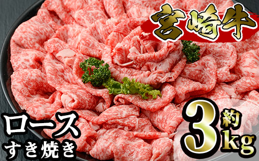 D-0108 ＜プレミアム宮崎牛＞すき焼き(約3kg・約300g×10)【中村食肉】