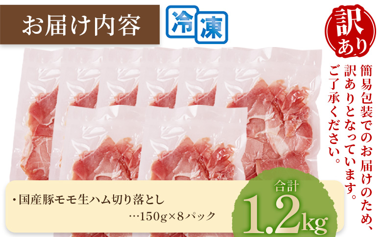 ＜【訳あり】国産豚モモ生ハム切り落とし 1.2kg ＞選べる 内容量 パック 訳アリ 国産 豚肉 豚モモ 豚バラ 肩肉 生ハム スライス 切り落とし パンチェッタ 短冊 コッパスライス サラダ BBQ おつまみ お祝い 誕生日 結婚記念日 贈り物【MI575-pl】【株式会社プラス】