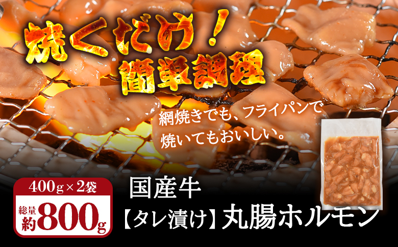 ＜【訳あり】国産牛ホルモン丸腸（特製タレ漬け）　計800g(400g×2袋)＞丸腸を秘伝の特製タレに漬け込みました！【MI425-nk】【中村食肉】