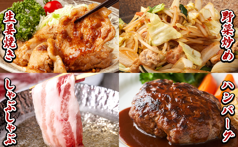 ＜【生活応援】宮崎県産 和豚味彩 豚肉バラエティセット 約4.5kg＞ ぶた ブタ 切り落とし 豚こま ローススライス 生姜焼き しゃぶしゃぶ 豚ミンチ ハンバーグ 野菜炒め 餃子 煮込み 炒め物 たっぷり料理【MI634-tr】【TRINITY】