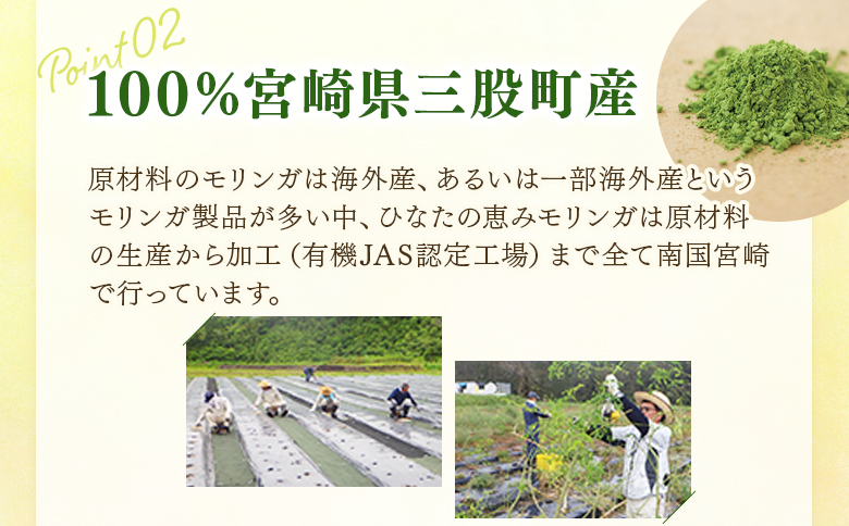 ＜【定期便】全3回連続ひなたの恵みモリンガパウダー25g＞宮崎県三股町産モリンガ使用 ひなたモリンガ パウダータイプ【MI421-ys-A】【吉原建設株式会社】