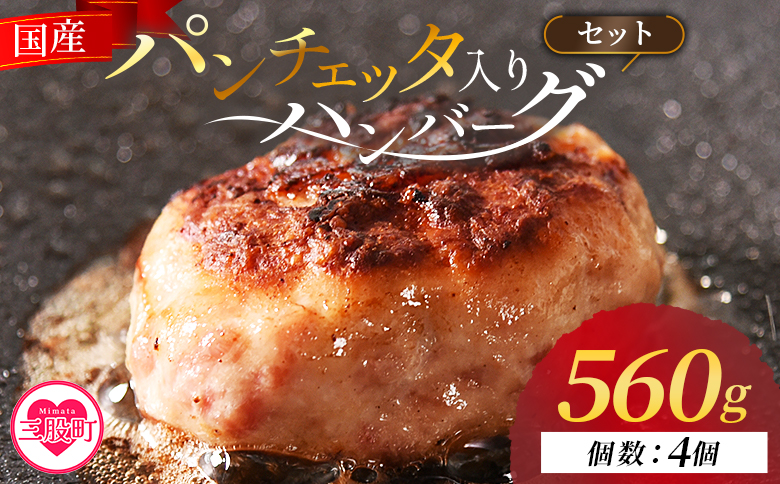 ＜国産パンチェッタ入りハンバーグセット＞4個 国産 豚肉 牛肉 鶏肉 塩漬け熟成 ハンバーグ 加工品 惣菜 洋風惣菜 洋食 おかず お弁当 ジューシー プレゼント 贈答品 贈り物 ギフト 個包装 小分け 湯煎 【MI741-pl】【株式会社プラス】