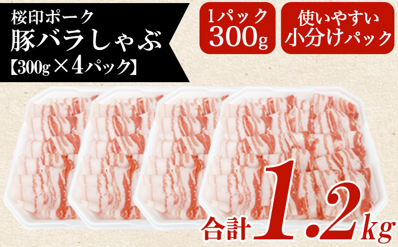 ＜桜印ポーク豚バラしゃぶ 約1.2kg＞ 国産 豚肉 ぶたにく お肉 ばら肉 ブタ しゃぶしゃぶ  使いやすい 小分け パック 真空冷凍 お弁当 ジューシー 肉質 柔らかい 上品 豊かな味わい ブランド 数量限定 【MI460-tr】【TRINITY】