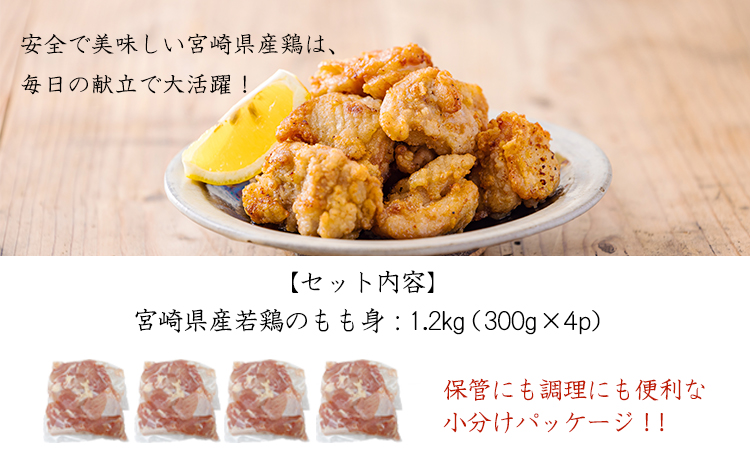 宮崎県産若鶏もも切り身1.2kg（300g×4P））TF0834-P00063