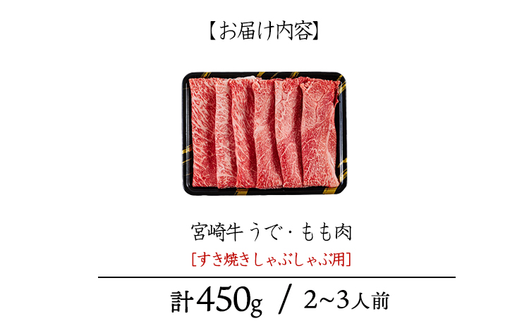 宮崎牛うで・ももスライス450g すき焼きしゃぶしゃぶ用（2～3人前） 内閣総理大臣賞4大会連続受賞のお肉 ブランド牛 黒毛和牛 大人気のヘルシーな牛肉 [和牛 国産 黒毛和牛] TF0901-P00020 [TF901]