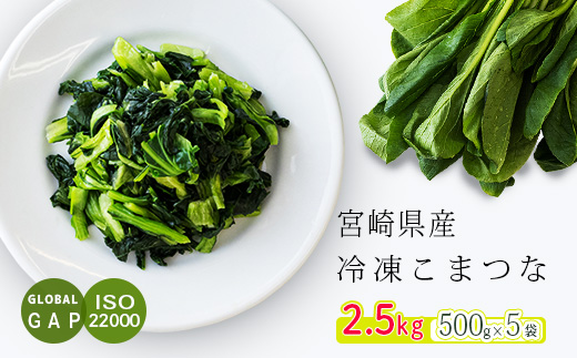 国産『冷凍こまつな(2.5kg)』 グローバルGAP取得の小松菜 時短調理につながる冷凍カット野菜  TF0478