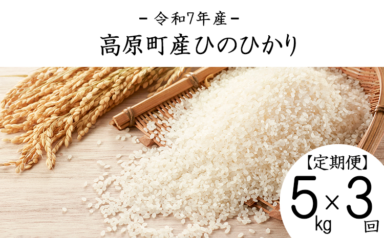 【令和7年産 新米】宮崎県高原町産 ひのひかり白米 定期便5kg×3ヶ月（計15kg） TF00855-P00079
