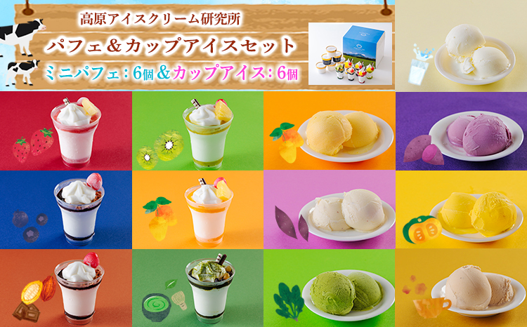 高原アイスクリーム研究所　パフェ&カップアイス12個セット　 TF0301-P00023