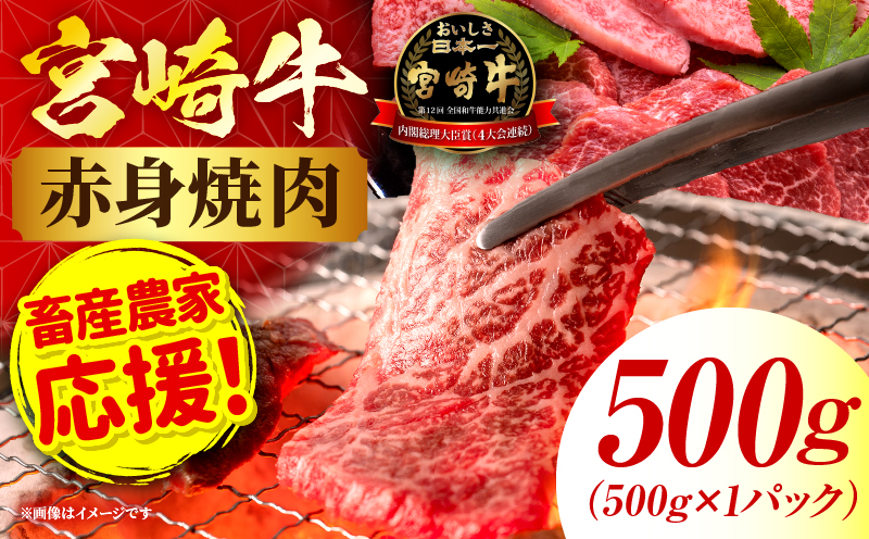 「畜産農家応援」 宮崎牛赤身(ウデorモモ) 焼肉 【500g】 2026年7月発送予定