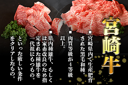 ＜宮崎牛肩ローススライス500g＆訳あり赤身サイコロステーキ500g 合計1kg＞翌々月末迄に順次出荷【 牛 肉 牛肉 国産 肩ロース ロース スライス ステーキ 赤身 宮崎牛 すきやき バーベキュー  焼き肉 セット 送料無料 】