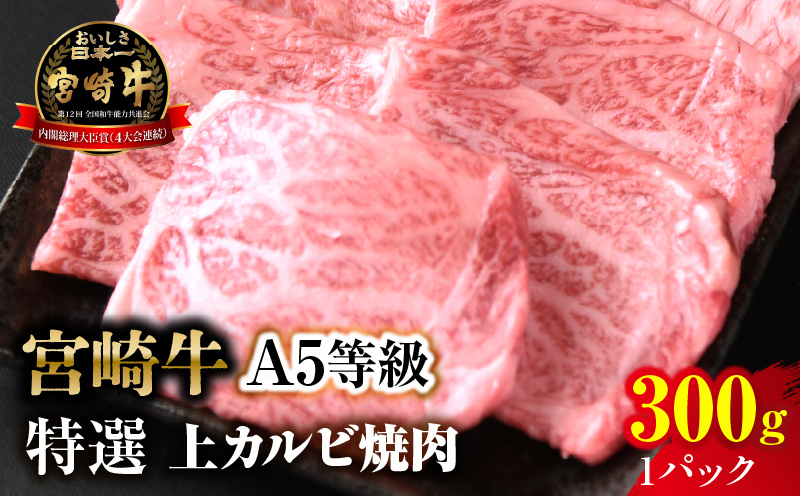 【新鮮チルド】宮崎牛特選 上カルビ焼肉 合計300g（1パック）