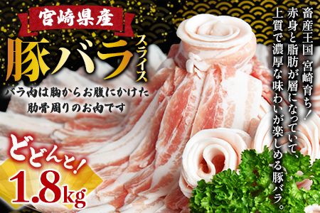 ＼累計24,000パック突破！／＜宮崎県産豚バラスライス 合計1.8kg（300g×6）＞2026年3月に順次出荷【 豚 肉 豚肉 薄切り豚肉 豚肉スライス 大容量豚肉 普段使い豚肉 肉巻き豚肉 豚肉野菜炒め 豚肉キムチ炒め 豚肉丼 小分け 豚 肉 普段使い 赤身 脂身 食べて応援 国産 送料無料 】