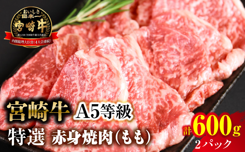 【新鮮チルド】宮崎牛特選 赤身焼肉 合計600g（2パック）