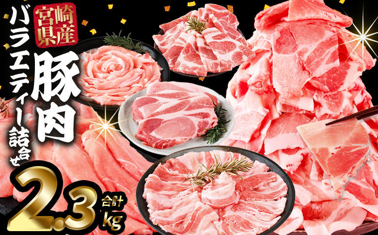 [宮崎県産豚肉バラエティー詰合せセット 2.3kg]入金確認後、2025年12月に順次出荷[ 国産 宮崎県産 ぶた にく 精肉 とんかつ トンカツ 焼肉 焼き肉 スライス 小間切れ 豚こま 詰め合わせ 6種類 肩ロース ウデ ミヤチク 宮崎県 国富町 ]