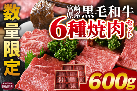 数量限定＜宮崎県産黒毛和牛(経産)6種焼肉セット 600g＞入金確認後、1〜3か月以内に順次出荷【 国産 黒毛和牛 牛肉 牛 精肉 焼き肉 焼肉 サーロイン リブロース 肩ロース ウデ モモ バラ 贈答品 ギフト 贈り物 グルメ ミヤチク 】
