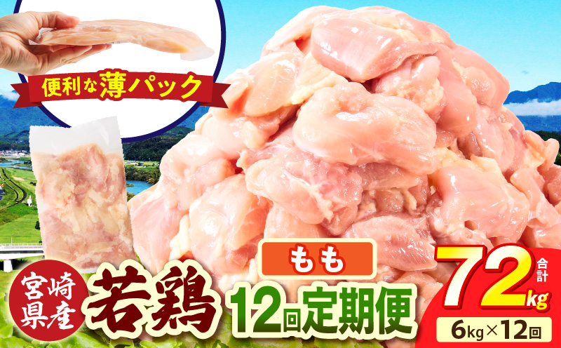 宮崎県産 若鶏切身もも肉 6kg（300g×20袋）【12か月定期便】
