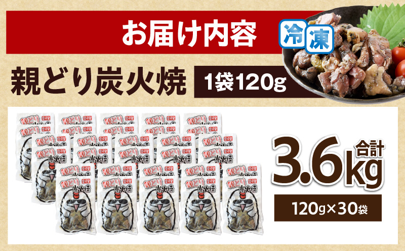 親どり炭火焼 3.6kg（120g×30パック）