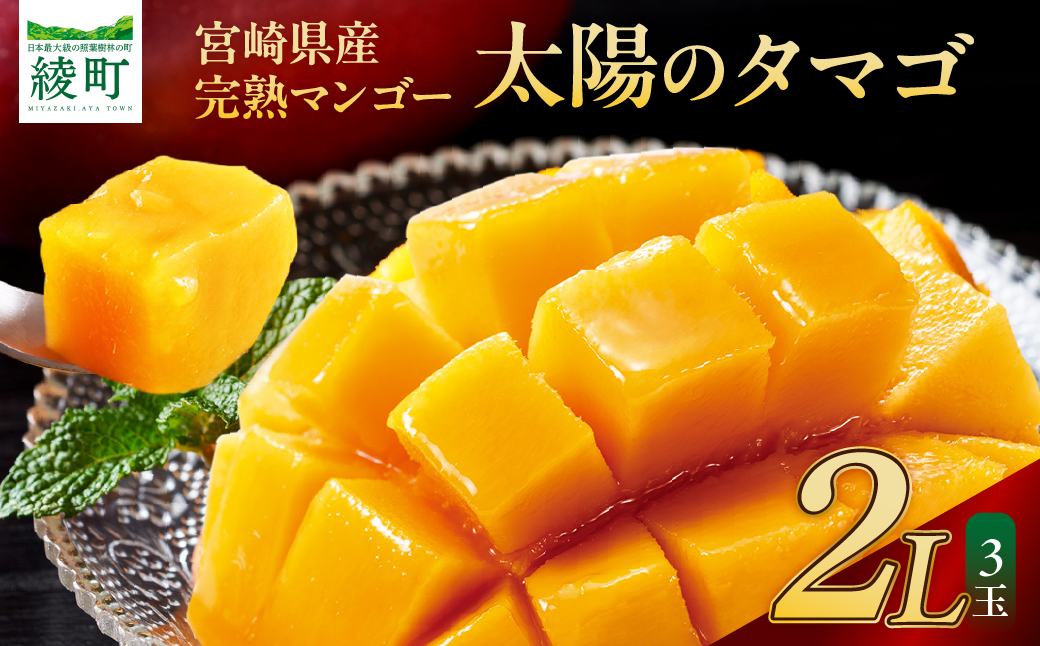 完熟マンゴー『太陽のタマゴ』３玉（約１kg）【JA綾町】_A0114-1011