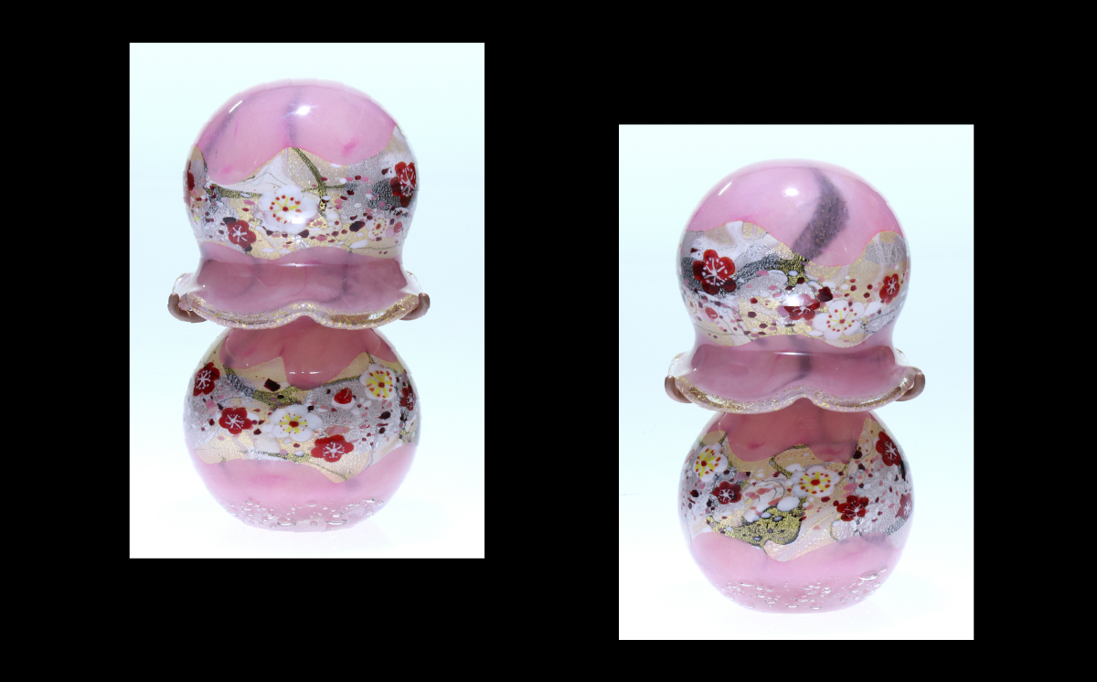 黒木国昭作 コードレスミニランプ 金・プラチナ象嵌「夢光琳　花ロマン」