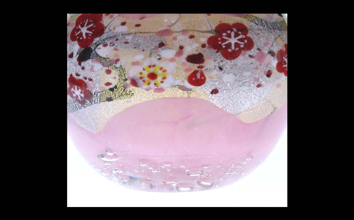 黒木国昭作 コードレスミニランプ 金・プラチナ象嵌「夢光琳　花ロマン」