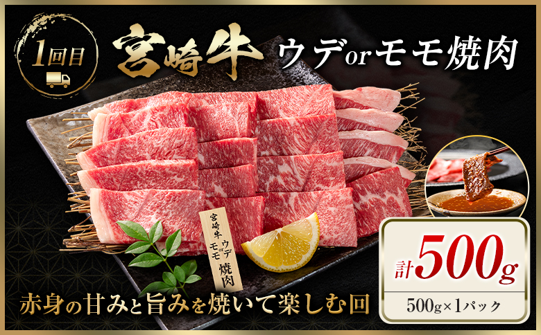 宮崎 牛 定期便 焼肉 ステーキ 肉 牛肉 赤身 もも ウデ 人気 ギフト 国産 おすすめ プレゼント 特産品 高級 贅沢 グルメ 送料無料