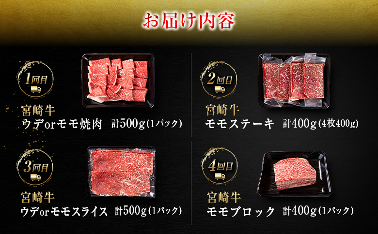 宮崎 牛 定期便 焼肉 ステーキ 肉 牛肉 赤身 もも ウデ 人気 ギフト 国産 おすすめ プレゼント 特産品 高級 贅沢 グルメ 送料無料