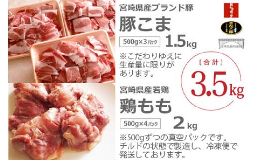 ＜宮崎県産ふだん使い豚鶏3.5kgセット+塩＞3か月以内に順次出荷