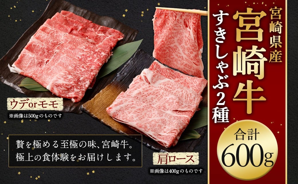 ＜宮崎牛すきしゃぶ2種（赤身霜降り） 計600g＞2026年2月上旬より順次出荷 300g×2パック お肉 肉 宮崎牛 牛肉 赤身 肩ロース ロース モモ ウデ スライス すき焼き しゃぶしゃぶ 霜降り 冷凍 宮崎県 高鍋町