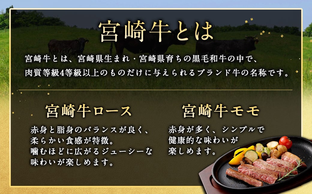 ＜宮崎牛ステーキ 2種 食べ比べ＞1か月以内に順次出荷 計約450g ロース モモ