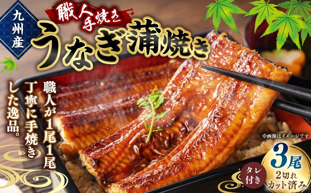 ＜職人手焼き九州産うなぎ 蒲焼き3尾（6切れ）計390g前後＞翌月末迄に順次出荷