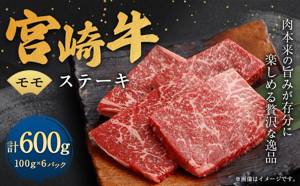 ＜宮崎牛モモステーキ6枚（600g）＞翌月末迄に順次出荷 宮崎牛 牛肉 黒毛和牛 牛モモ ステーキ 極上 肉質 宮崎県産