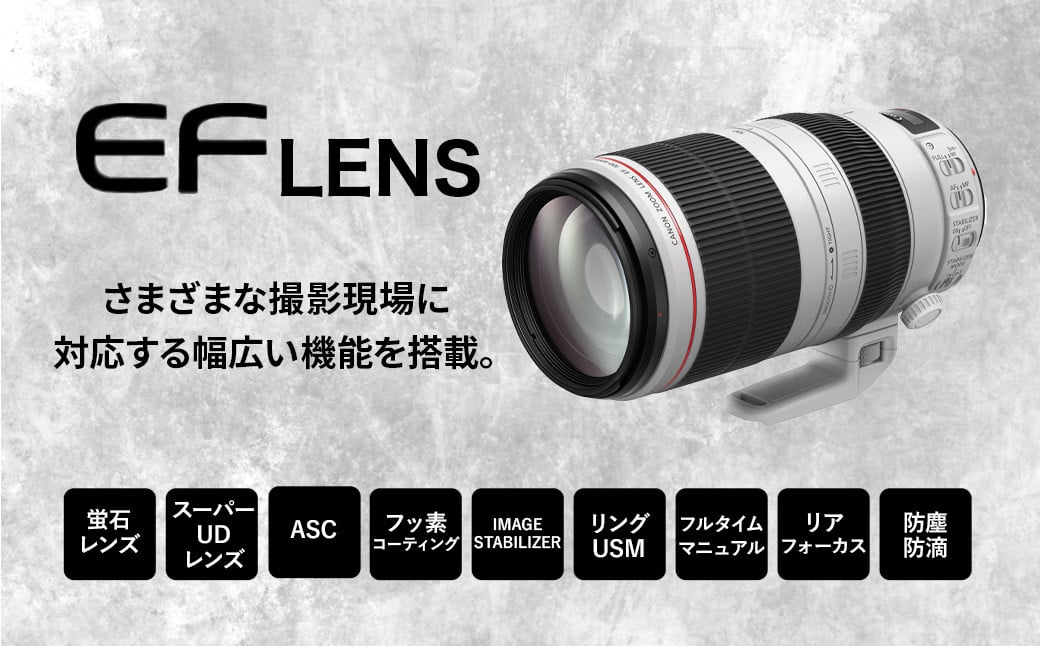 ＜レンズEF100-400mm F4.5-5.6L IS II USM>3ヶ月以内に順次出荷 キヤノン キャノン Canon 一眼レフ カメラレンズ 手ぶれ補正 手ブレ補正 望遠 広角 ズームレンズ EFマウント 100-400mm 風景 スポーツ撮影 静音 防滴 防塵 宮崎県 高鍋町