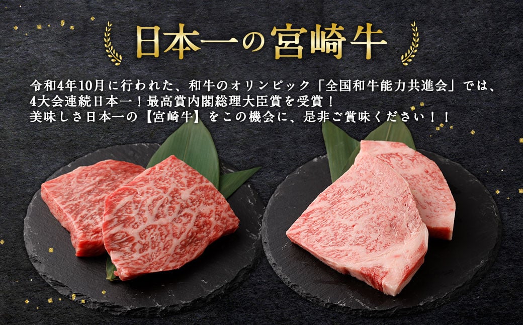 ＜宮崎牛ステーキ 2種 食べ比べ＞1か月以内に順次出荷 計約450g ロース モモ