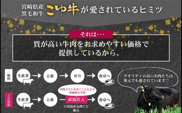 宮崎黒毛和牛<こゆ牛>3種食べ比べ スライスセット 計600g（肩ロース・モモ・バラ）各200g A4等級以上【C405】