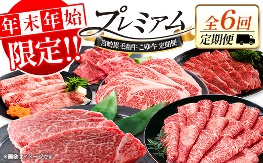 [年末年始限定!!]厳選 黒毛和牛 お肉定期便 偶数月配送[全6回] 隔月 国産 牛肉 ヒレ ステーキ ロース バラ モモ スライス 焼肉 しゃぶしゃぶ すき焼き 宮崎 数量限定 期間限定 2026年1月5日までの限定![E256]