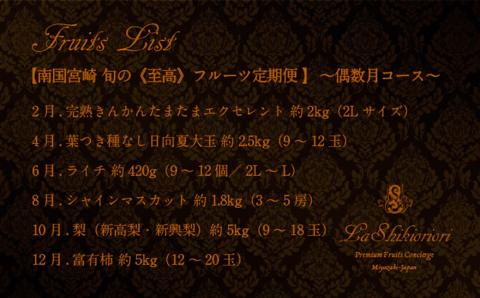南国宮崎 旬の《至高》フルーツ定期便 偶数月コース（計6回）【F96-24】