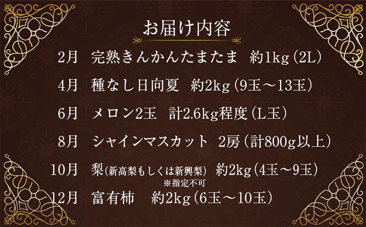 ［計6回］南国宮崎 〈特選〉旬のフルーツ定期便 偶数月コース【F86】