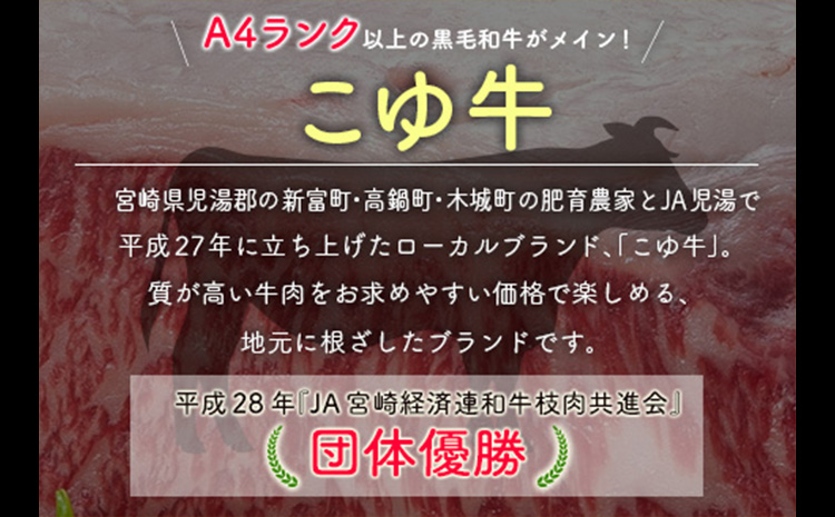 宮崎黒毛和牛<こゆ牛>3種食べ比べ スライスセット 計600g（肩ロース・モモ・バラ）各200g A4等級以上【C405】