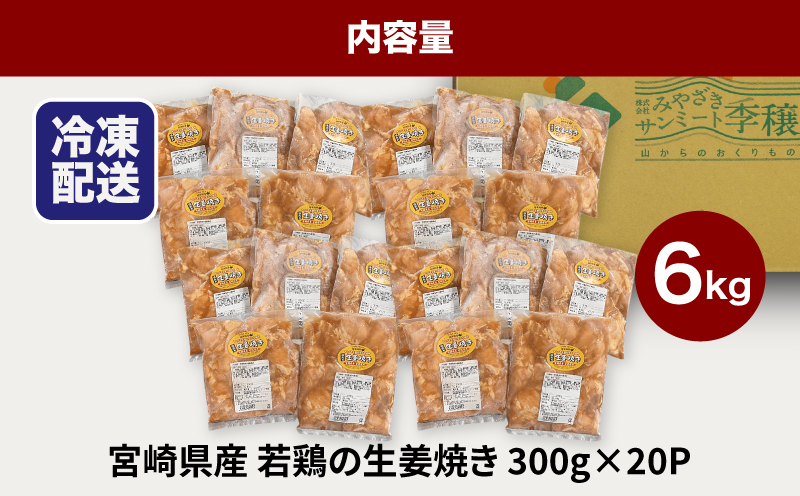 ★スピード発送!!７日〜10日営業日以内に発送★宮崎県産若鶏の生姜焼き 小分け 6kg K16_0133