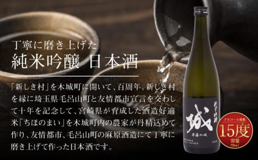 【7日以内に発送！】【プレゼント・ギフト】令和6年産 木城町・毛呂山町 新しき村友情都市コラボ 日本酒２種２本セット（城１本・Alabanza１本） K21_0042