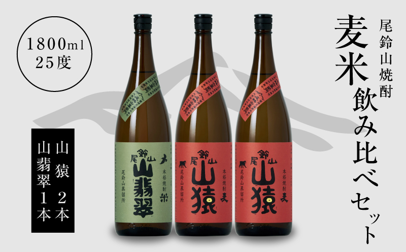 ＜焼酎尾鈴山（山猿2本・山翡翠1本）1800ml＞ K08_0024_1