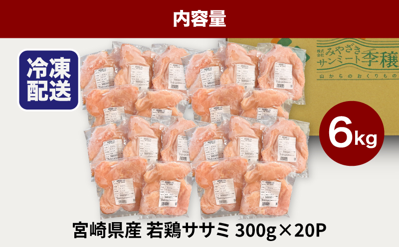 ★スピード発送!!７日〜10日営業日以内に発送★宮崎県産若鶏ササミ 小分け 6kg　K16_0124